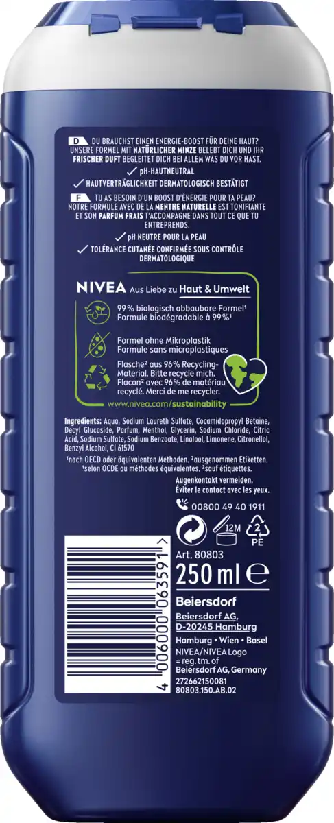 Bild 2 von NIVEA MEN 3in1 Duschgel energy 24H fresh effect, 250 ml