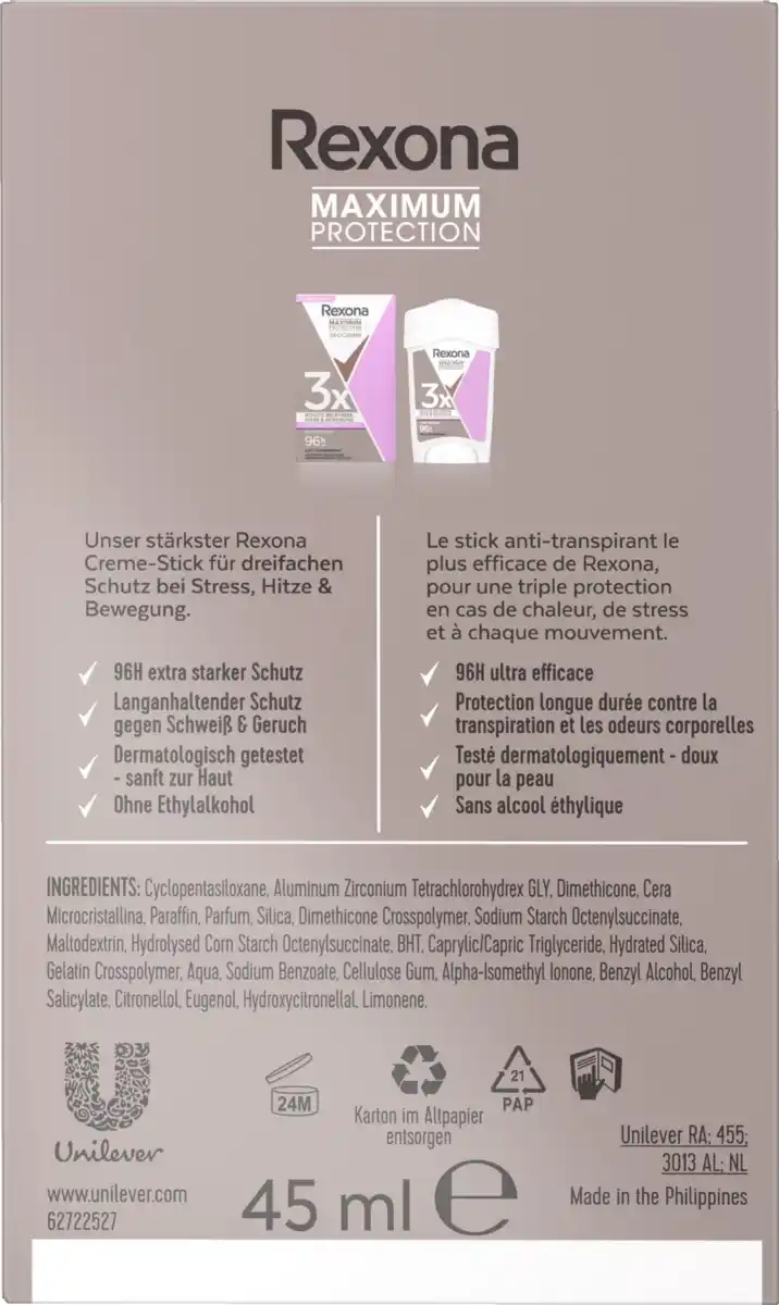 Bild 2 von Rexona Maximum Protection Deocreme Confidence Anti-Transpirant, 45 ml