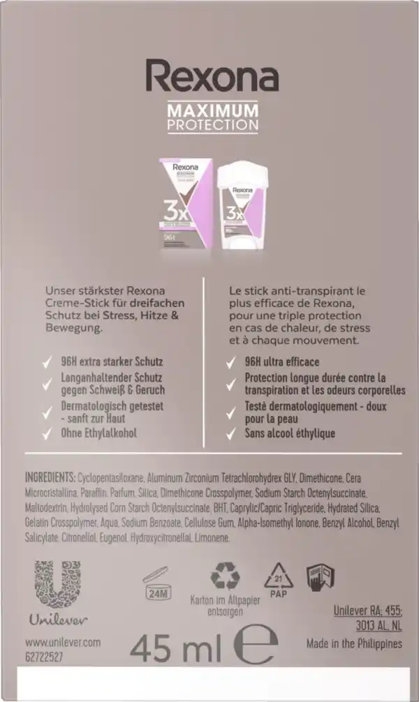 Bild 2 von Rexona Maximum Protection Deocreme Confidence Anti-Transpirant, 45 ml