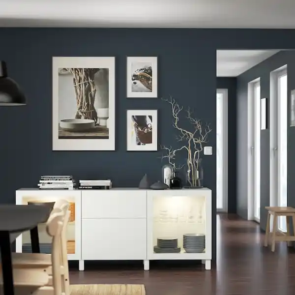 Bild 2 von BESTÅ Aufbewahrung mit Schubladen, weiß Lappviken/Sindvik/Stubbarp Klarglas weiß 180x42x74 cm