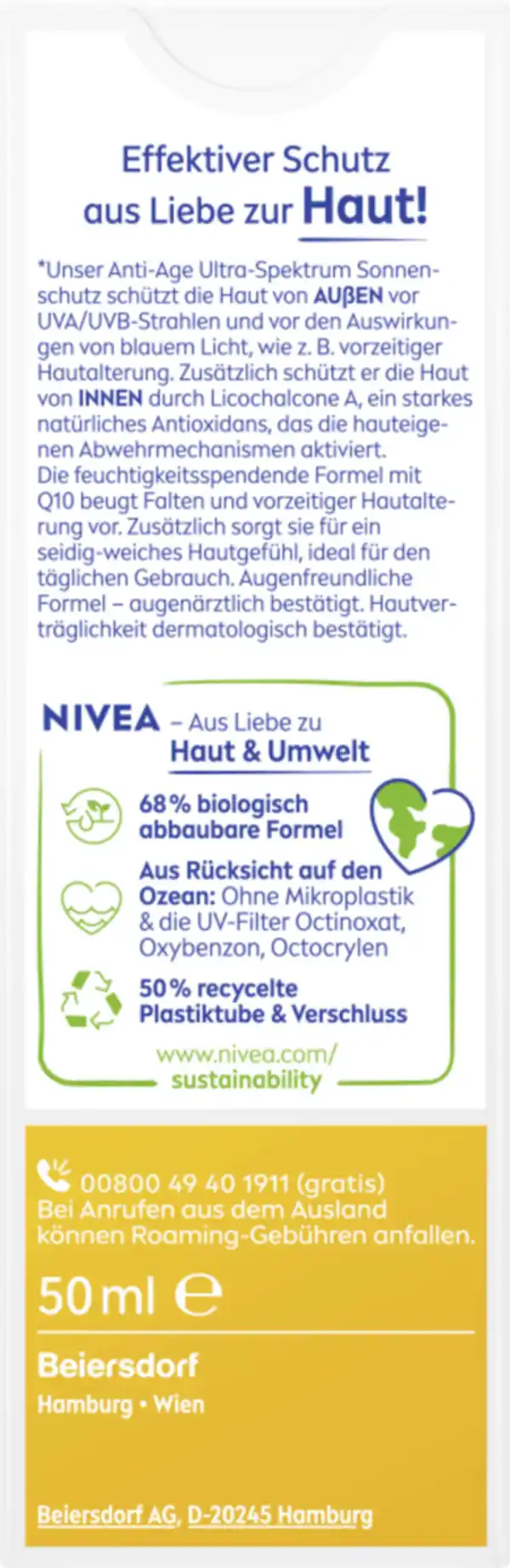 Bild 2 von NIVEA SUN UV Gesicht Anti-Age Sonnenschutz Q10 LSF 50, 50 ml