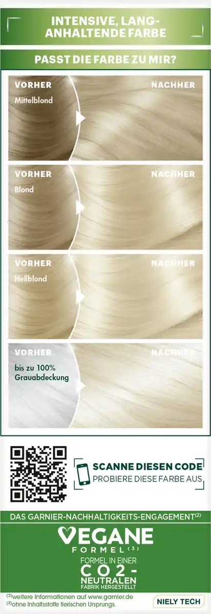 Bild 2 von Garnier Nutrisse Ultra Crème Coloration Dauerhafte Pflege-Haarfarbe 10.1A Extra kühles Hellblond