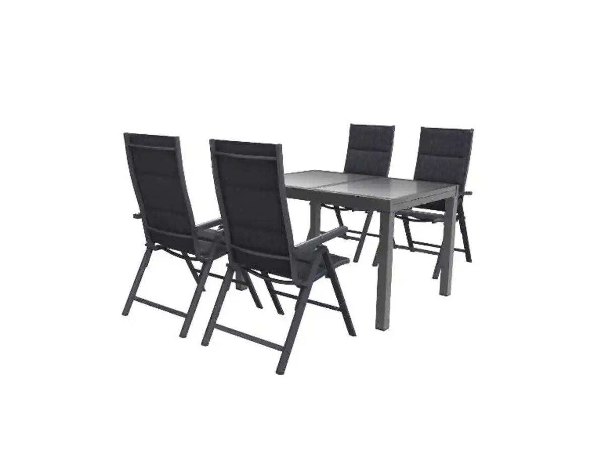 Bild 1 von LIVARNO home Alu-Set »Toronto«, 5-teilig - Ausziehtisch & 4 Hochlehner, anthrazit/grau