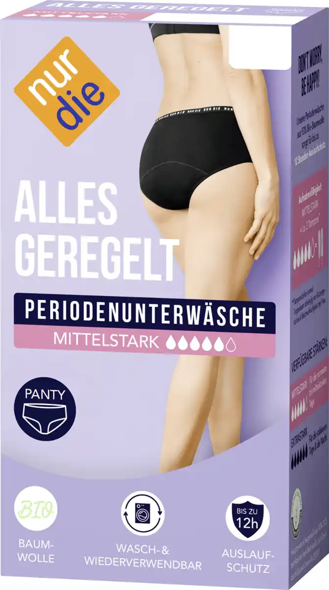 Bild 1 von Nur Die Periodenunterwäsche Panty mittelstark schwarz Gr. S 36-38