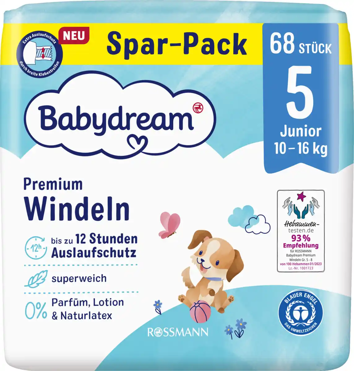 Bild 1 von Babydream Premium Windeln Größe 5 Junior Jumbo, 68 Stück, 10-16 kg