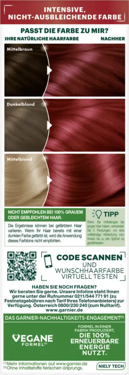 Bild 4 von Garnier Nutrisse Farbsensation Dauerhafte Haarfarbe Coloration 6.60 Intensives Rot
