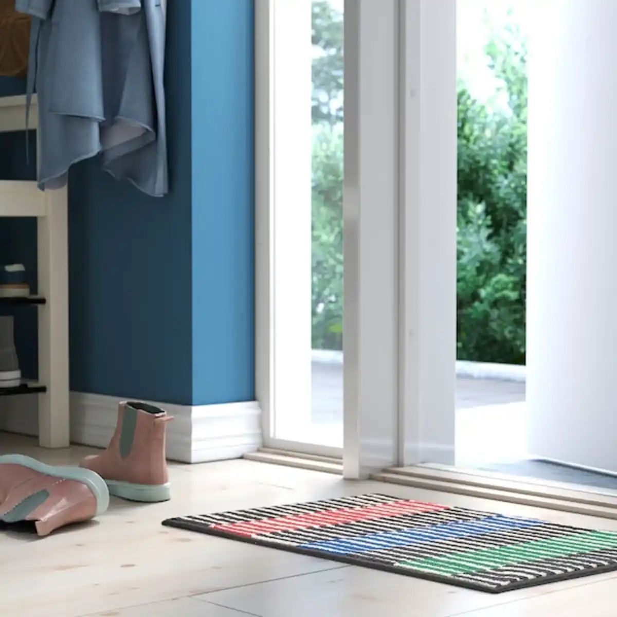 Bild 3 von VÄNDPLATS Fußmatte, bunt/Streifen 40x60 cm