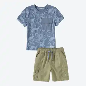 Kinder-Jungen-Set mit bedrucktem T-Shirt, 2-teilig