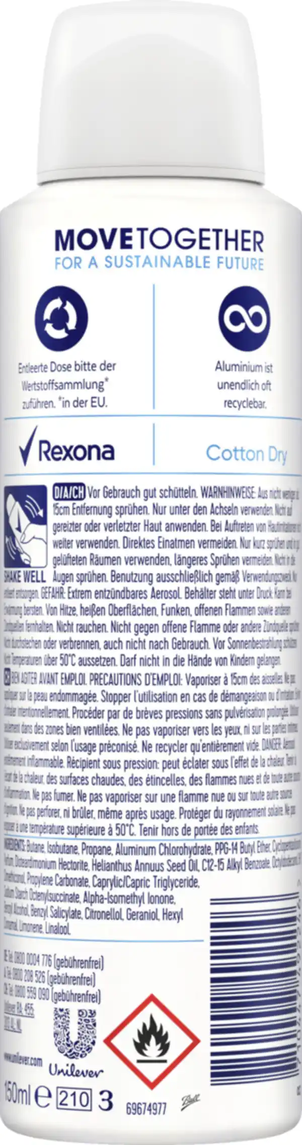 Bild 2 von Rexona Anti-Transpirant Spray Cotton Dry, 150 ml