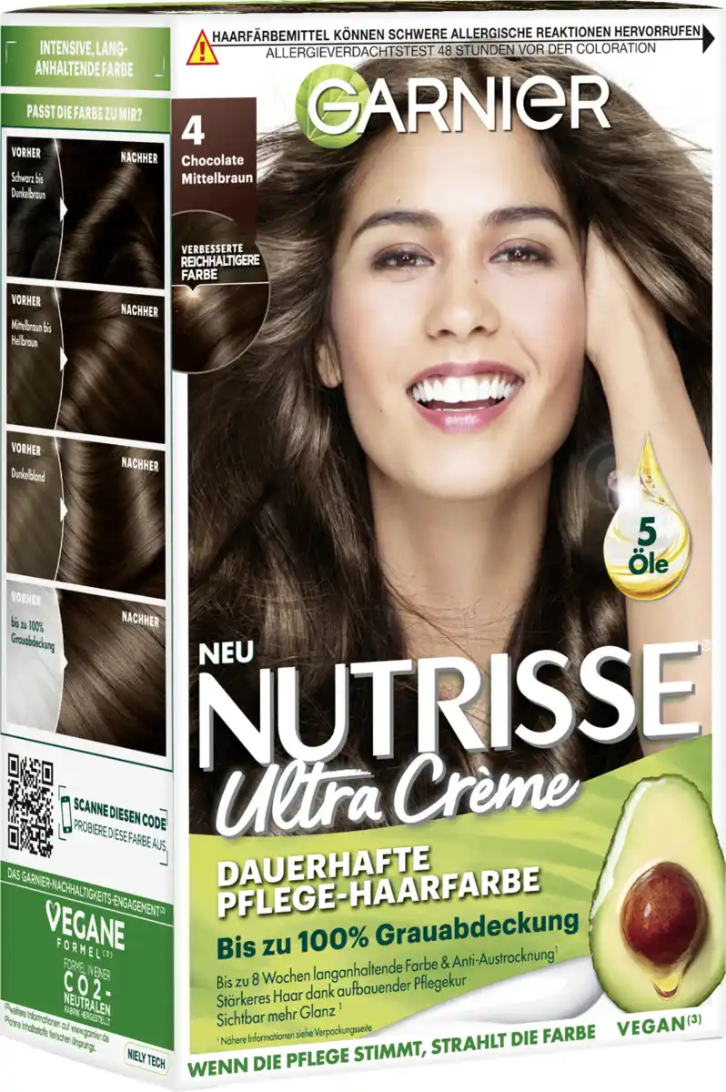 Bild 1 von Garnier Nutrisse Ultra Crème Coloration Dauerhafte Pflege-Haarfarbe 4 Chocolate Mittelbraun