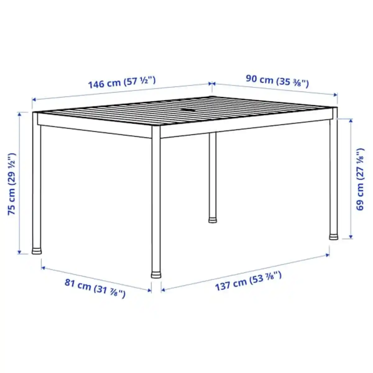 Bild 4 von SEGERÖN Tisch/außen, weiß/beige 91x147 cm