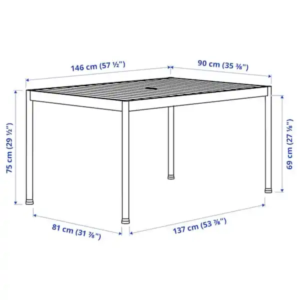 Bild 4 von SEGERÖN Tisch/außen, weiß/beige 91x147 cm