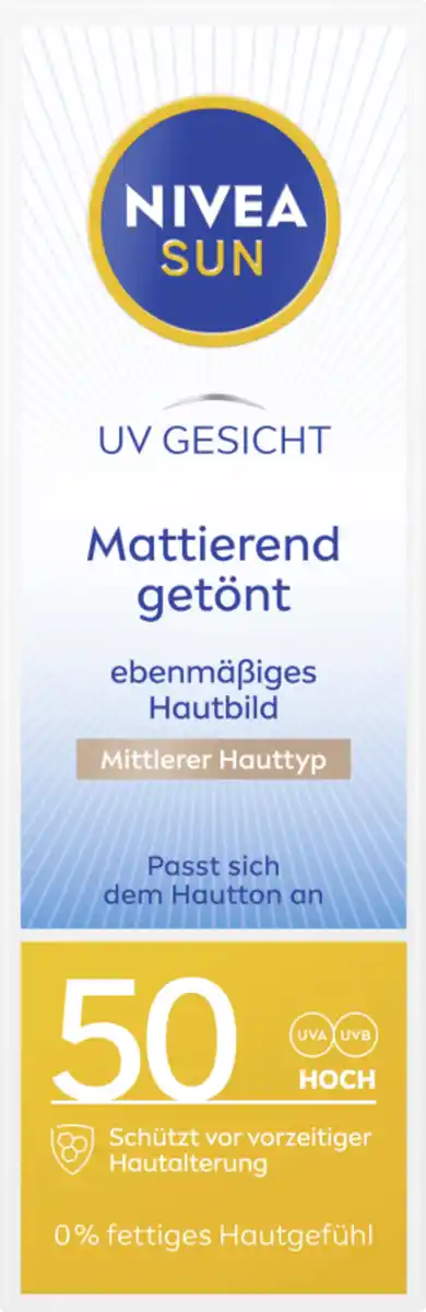 Bild 1 von NIVEA SUN UV Gesicht getönter Sonnenschutz Mittlerer Hauttyp LSF 50, 50 ml