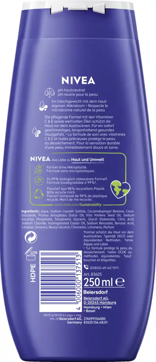 Bild 2 von NIVEA Pflegedusche Creme Care & Nivea Duft, 250 ml