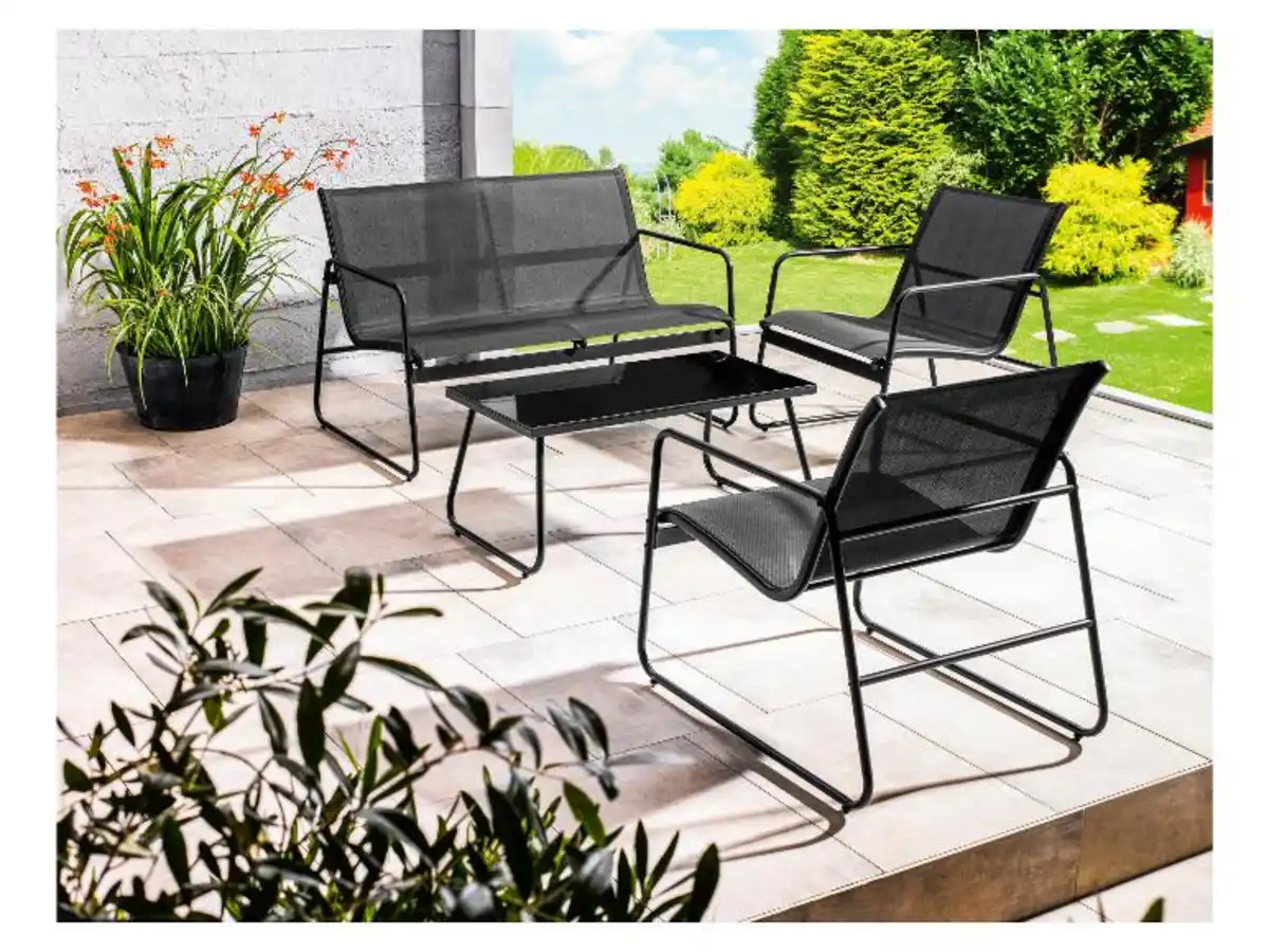 Bild 3 von LIVARNO home Lounge-Set, 4-teilig, schwarz