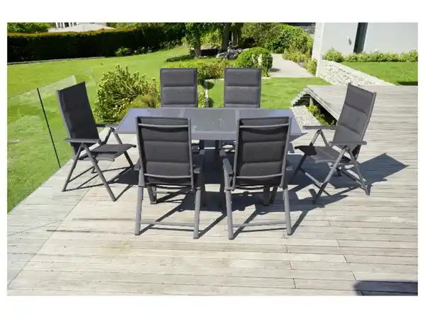 Bild 3 von LIVARNO home Alu-Set »Toronto«, 7-teilig - Ausziehtisch & 6 Hochlehner, anthrazit/grau