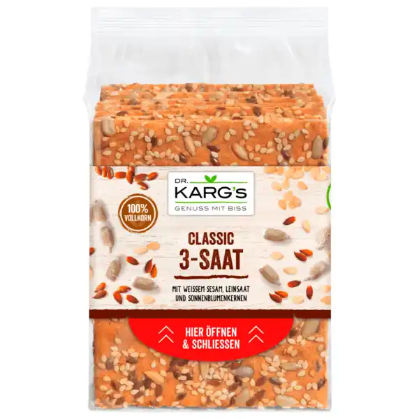 Bild 1 von Dr. Karg's Vollkorn-Knäckebrot Classic 3-Saat 200g