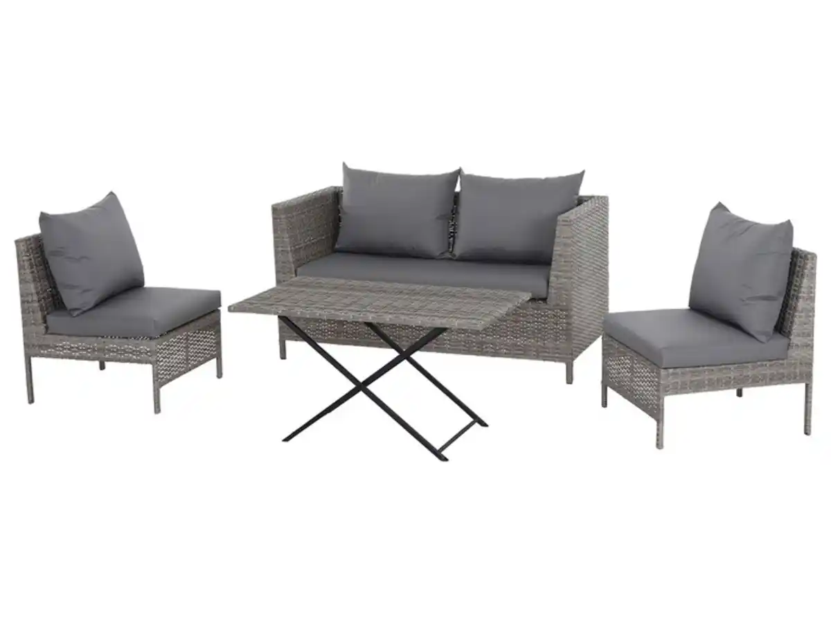 Bild 1 von Gardamo Vigo Lounge Set, aus Geflecht Mix, 4-teilig, grau