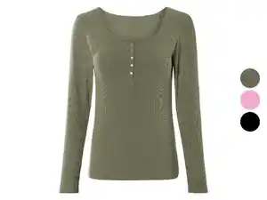 esmara® Damen Langarmshirt, in modischer Ripp-Qualität