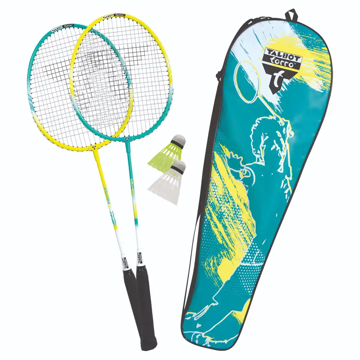 Bild 1 von TALBOT TORRO Premium Badminton Set mit 2 leichten Schlägern und 2 Kunststoff-Federbällen