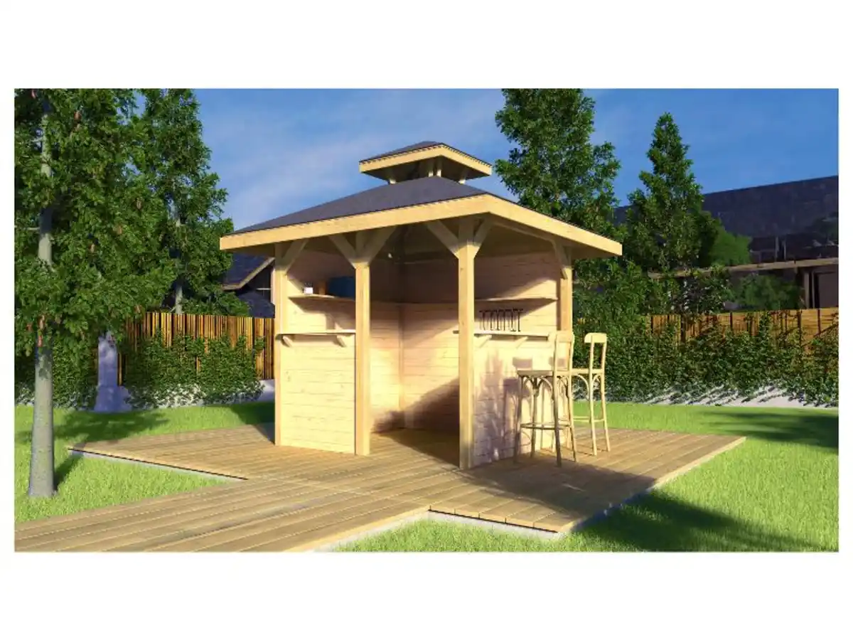 Bild 2 von WEKA Holzpavillon mit Tresen, 21 mm Wandstärke