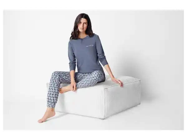 Bild 4 von esmara® Damen Pyjama, lang, aus reiner Baumwolle