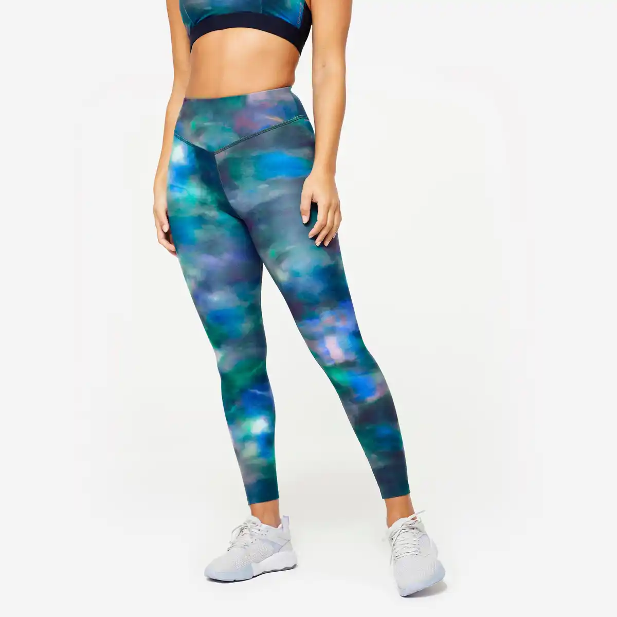 Bild 1 von DOMYOS Sportleggings Damen hoher Taillenbund - Print bunt