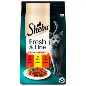 Sheba Fresh & Fine in Sauce Rind, Huhn & Lamm 6x50g