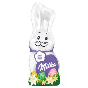 MILKA Schmunzelhase 45 g, Weiße Schokolade