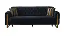Bild 1 von Einzelsofa 3-Sitzer schwarz - gold Bettkasten 235 cm - CRYSTAL
