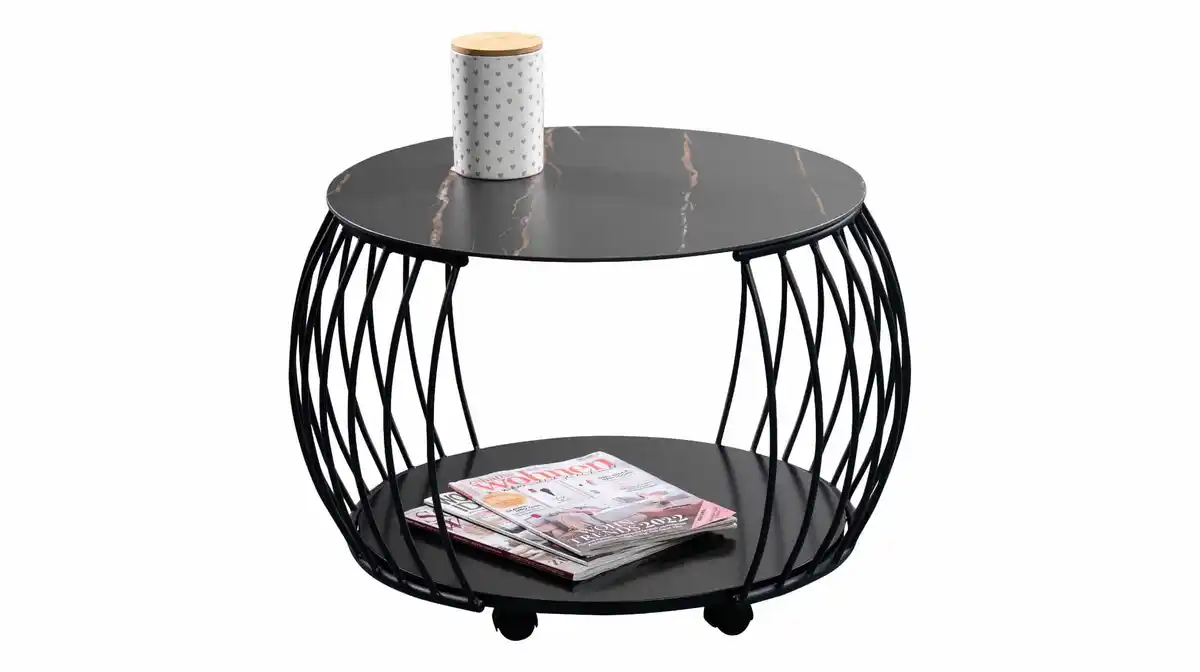 Bild 1 von Couchtisch Marmoroptik schwarz 60 x 60 cm - MACAU