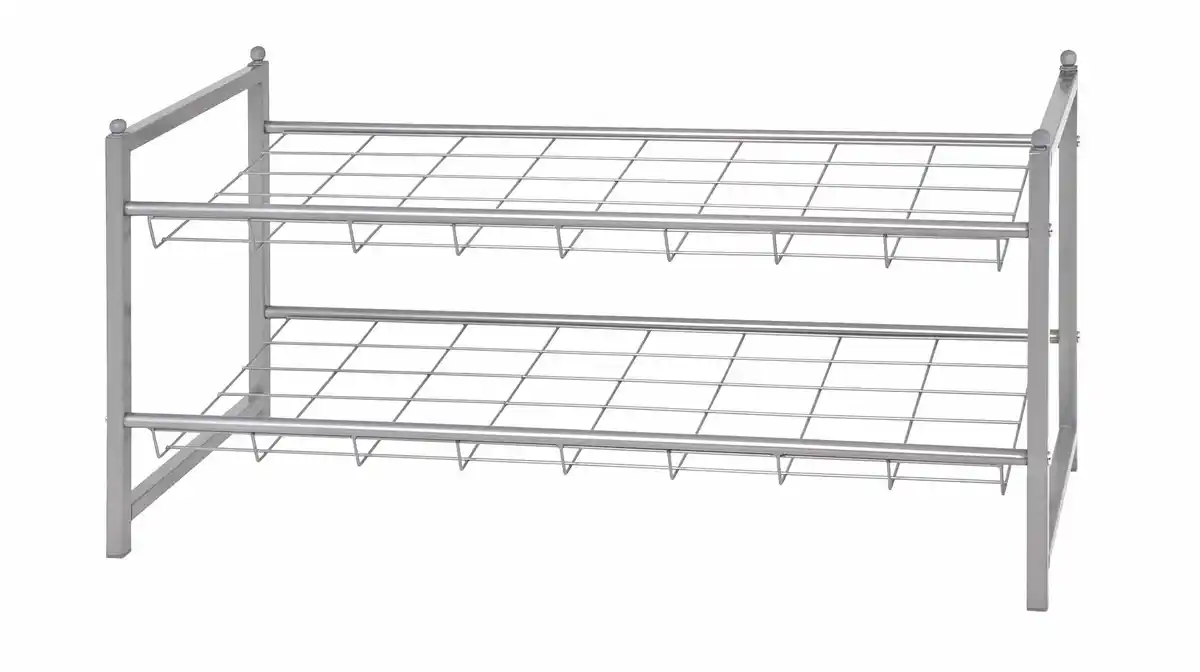Bild 1 von Schuhregal mit 2 Ablagen alufarben 80 cm - JASPER