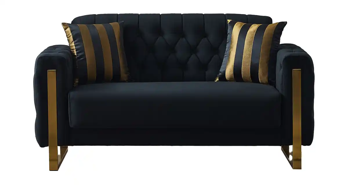 Bild 1 von Einzelsofa 2-Sitzer schwarz - gold Bettkasten 167 cm - CRYSTAL