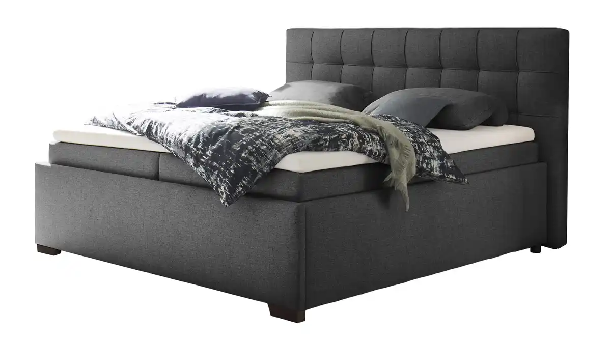 Bild 1 von Boxbett 180 x 200 cm mit Bettkasten grau Stoffbezug - ARTOS