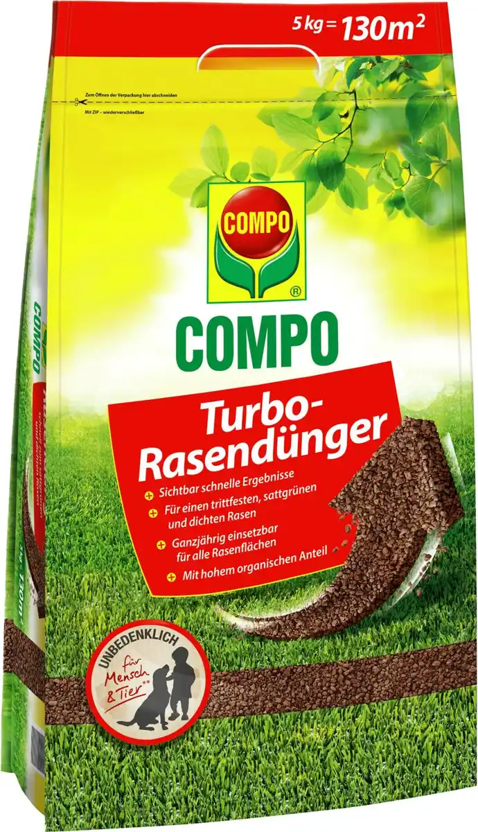 Bild 1 von COMPO Turbo-Rasendünger, 5-kg-Packg.