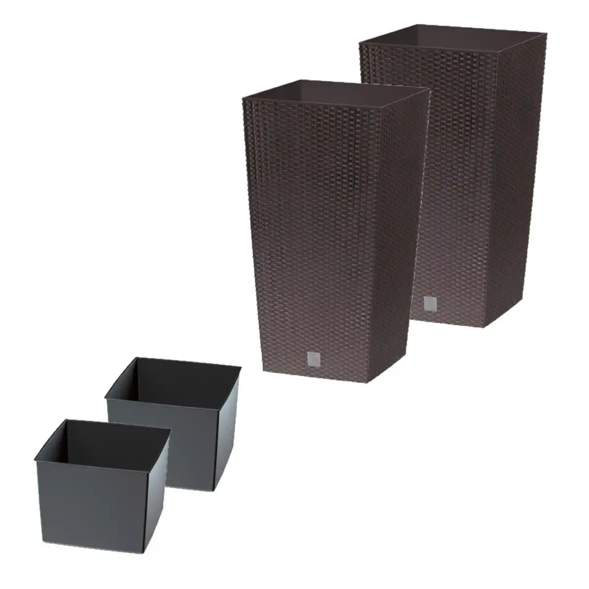 Bild 1 von XXL Pflanzsäule in Rattanoptik, ca. 95l, Braun 2er Set