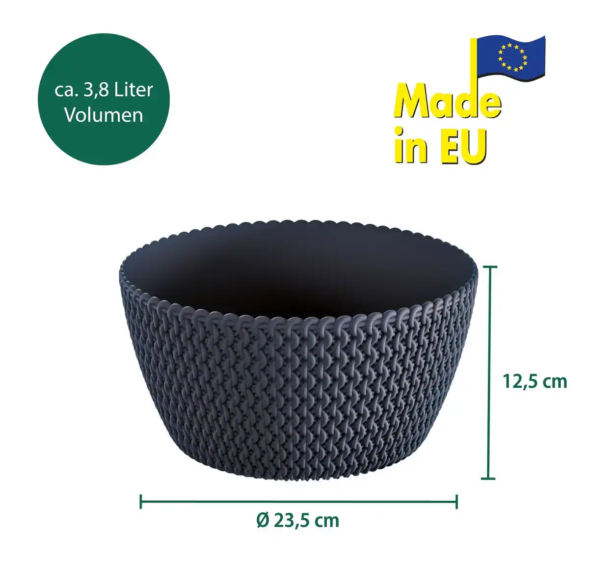 Bild 3 von Strickoptik-Blumentopf, Anthrazit - 2er-Set