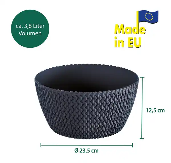 Bild 3 von Strickoptik-Blumentopf, Anthrazit - 2er-Set