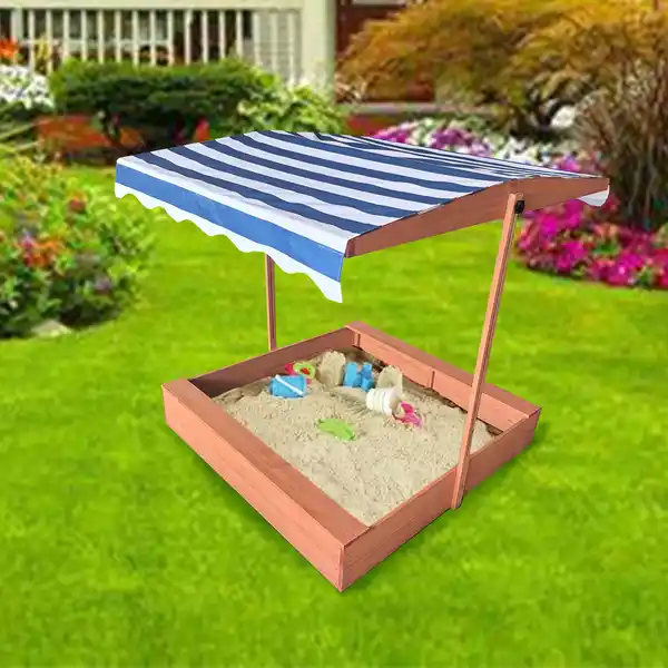 Bild 2 von Sandkasten Sandkiste Holz mit verstellbarem Dach