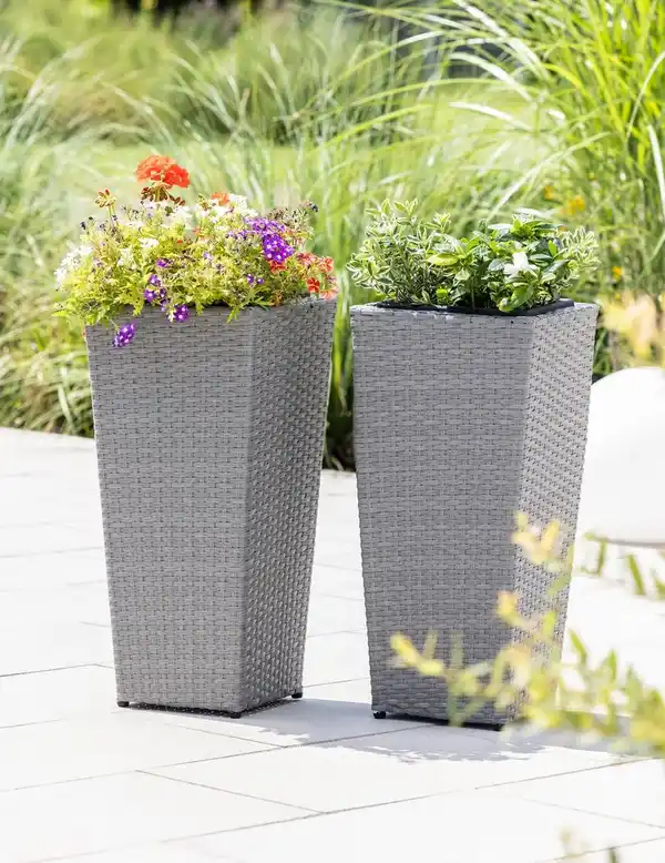 Bild 2 von Rattan Pflanzkübel - Grau, 2er-Set