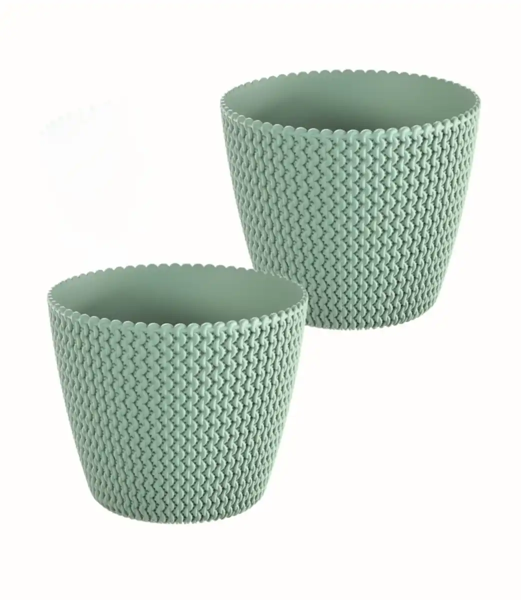 Bild 1 von Blumentopf in Strickoptik, ca. 5 Liter, Grün - 2er Set