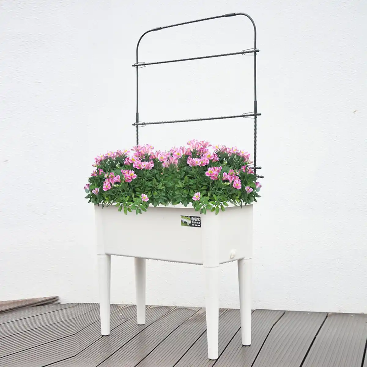 Bild 3 von Hochbeet mit Rankhilfe, ca. 76 x 37 x 145 cm - Weiß/Schwarz
