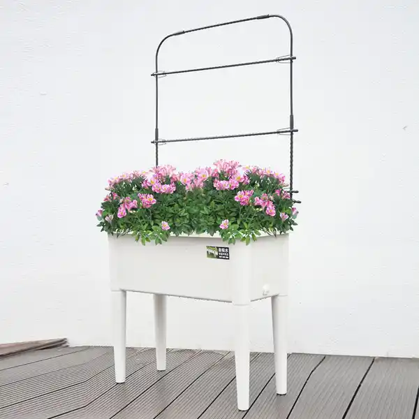 Bild 3 von Hochbeet mit Rankhilfe, ca. 76 x 37 x 145 cm - Weiß/Schwarz