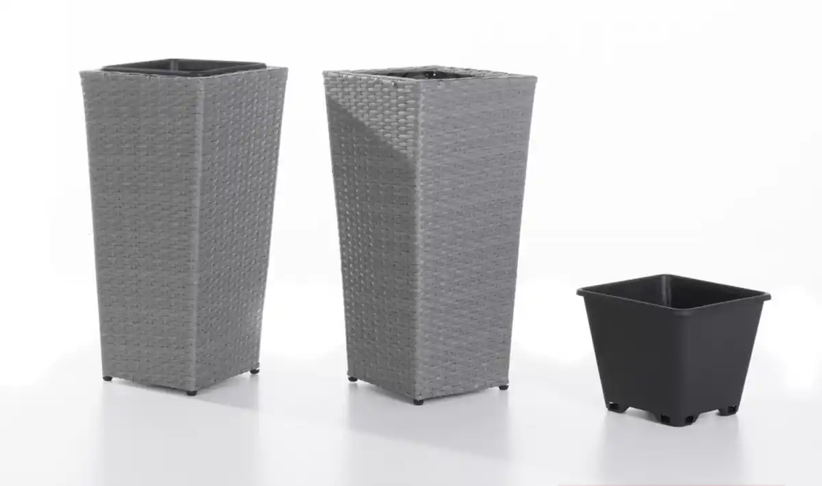 Bild 1 von Rattan Pflanzkübel - Grau, 2er-Set