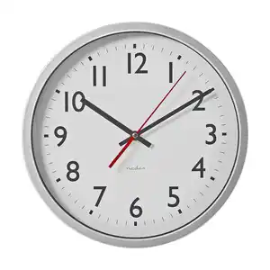 Nedis Wanduhr Ø 30 cm Silber / Weiss