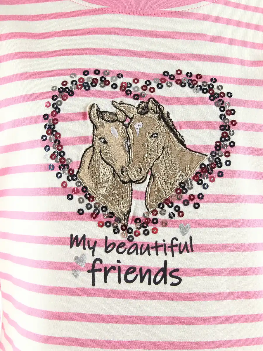 Bild 3 von Mädchen Langarmshirt mit Pferdeapplikation Pink