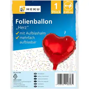 Folienballon Herz mit Aufblashalm