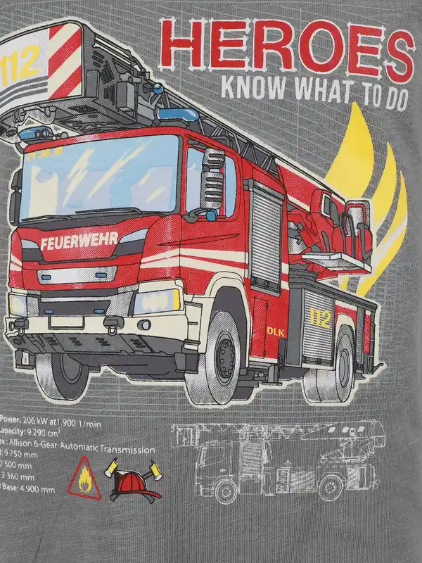Bild 3 von Jungen T-Shirt mit Feuerwehrautomotiv, leuchtet im Dunkeln Oliv