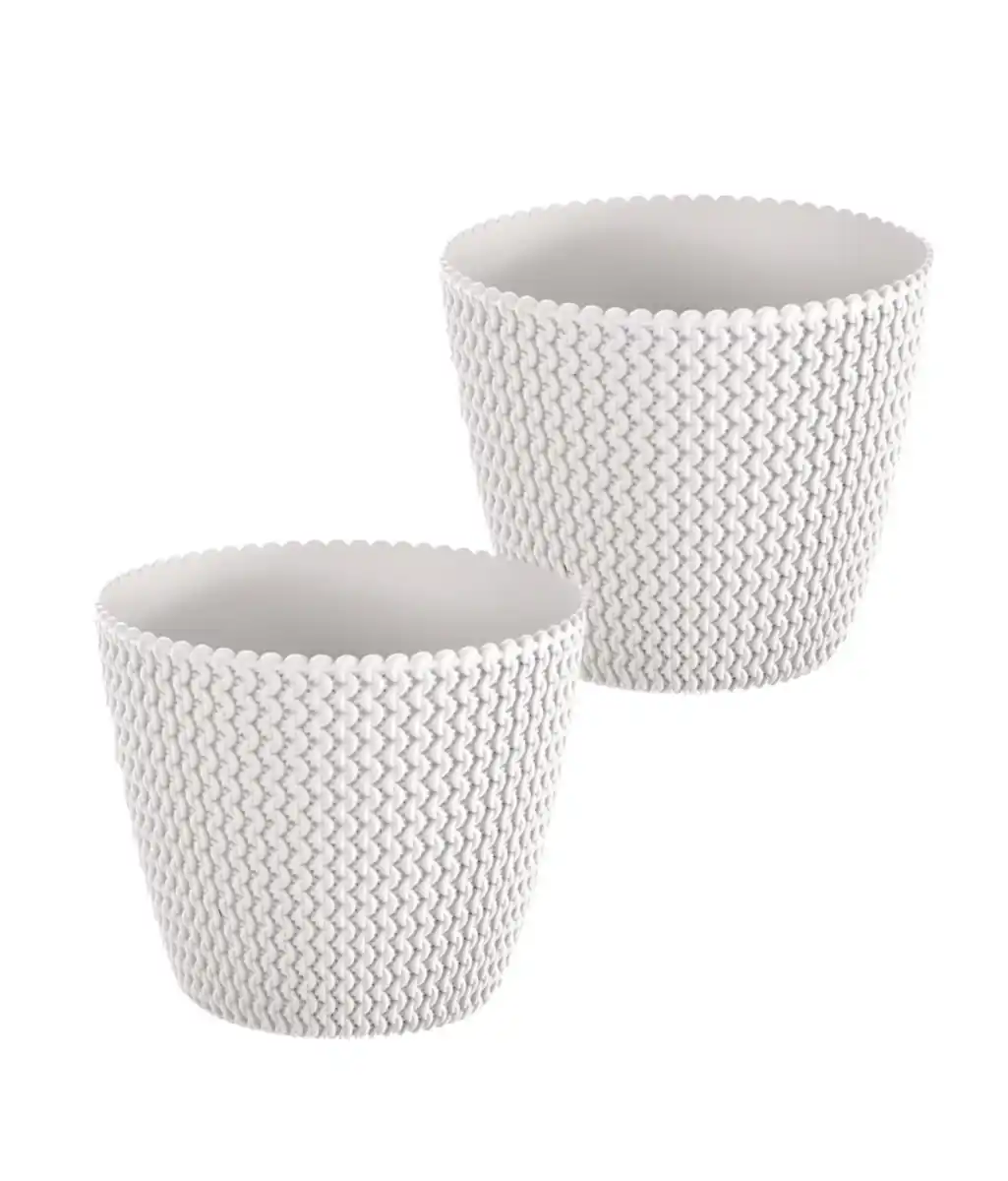 Bild 1 von Blumentopf in Strickoptik, ca. 5 Liter, Weiß - 2er Set