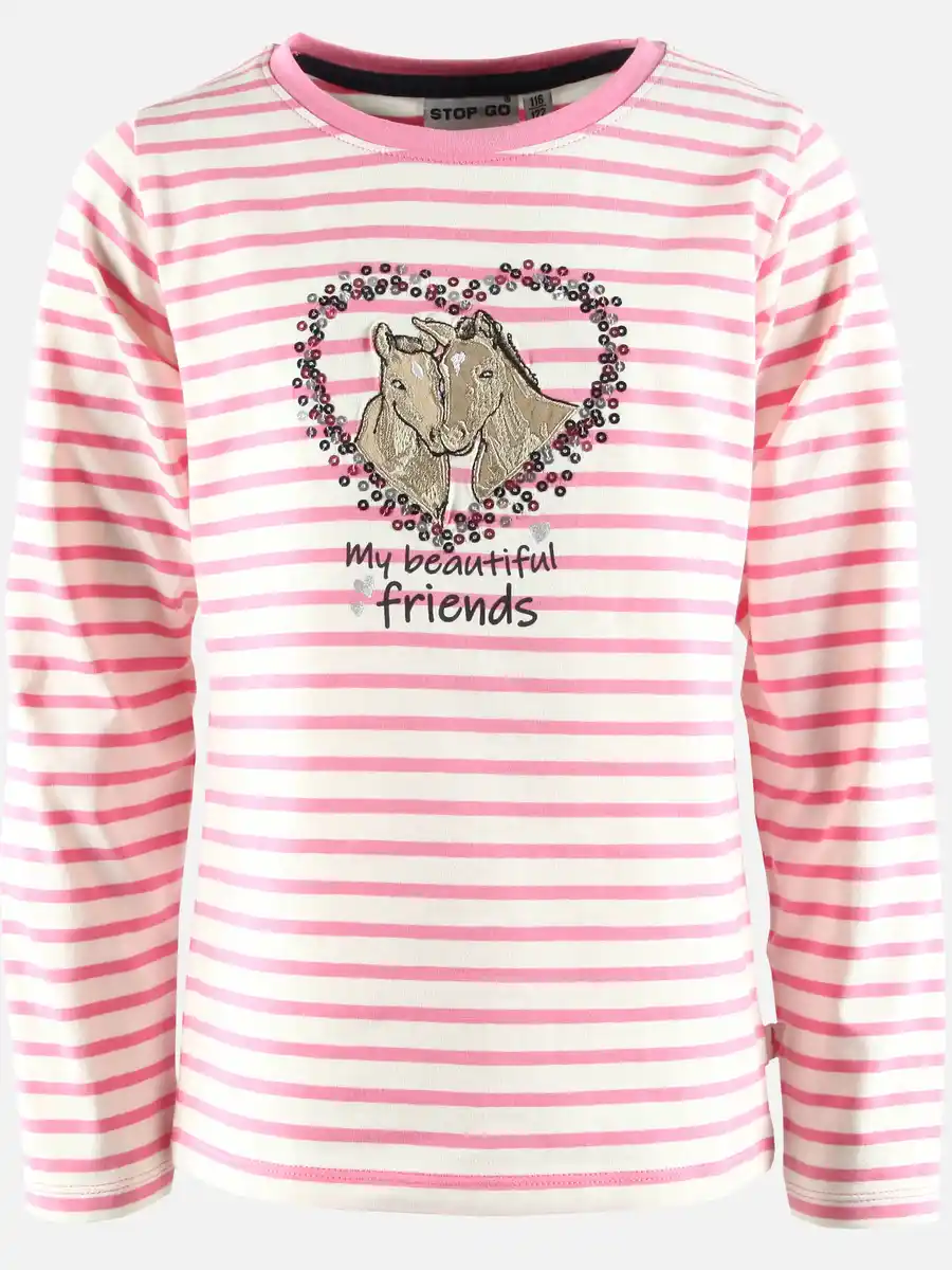 Bild 1 von Mädchen Langarmshirt mit Pferdeapplikation Pink